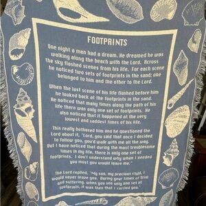 Footprints in the Sand Poem Afghan Throw Fringe Blanket Cotton
